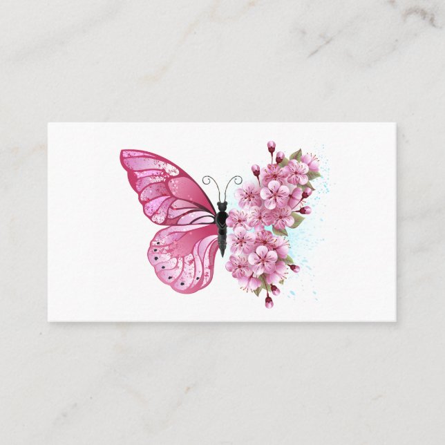 Carte De Placement Papillon de fleurs avec Sakura rose (Devant)