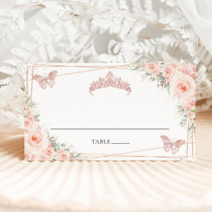 Carte De Placement Papillons floraux bleus Quinceanera 16e anniversai