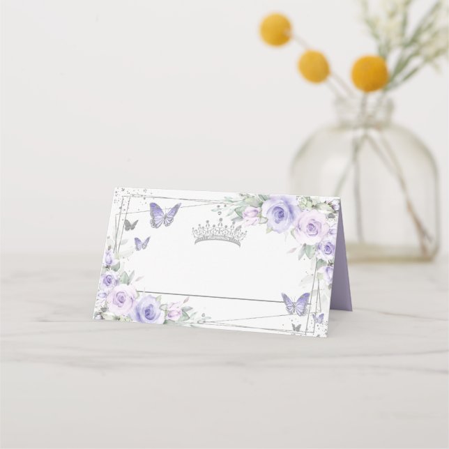 Carte De Placement Papillons floraux pourpres de lavande Quinceañera (Dos)