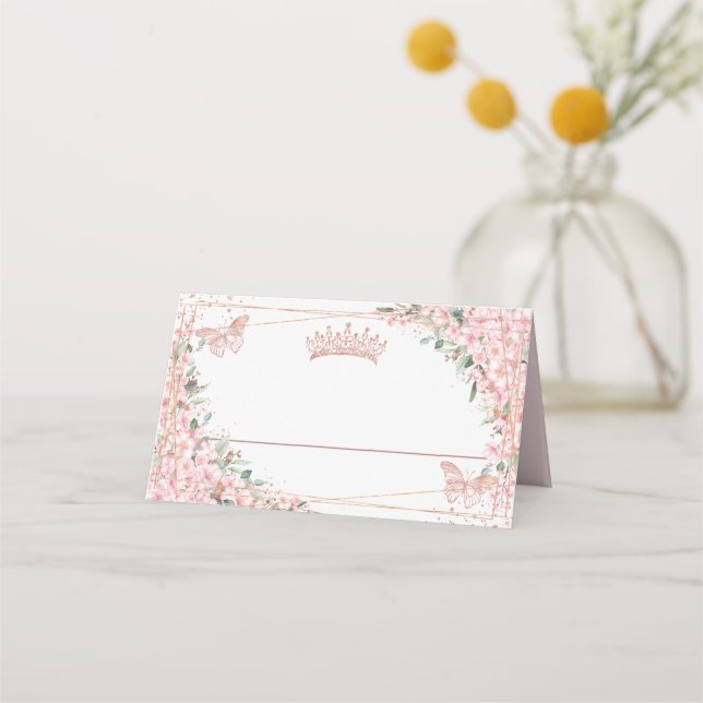 Carte De Placement Papillons Roses en fleurs de cerisier Quinceañera (Devant)
