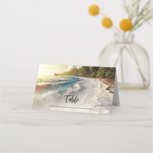 Carte De Placement Paradise Beach Sunset Mariage de table côtière