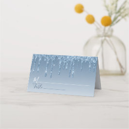 Carte De Placement Parties scintillant Bleu Glam Élégant Personnalisé