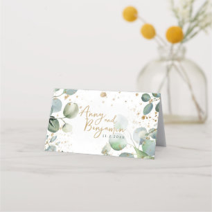 Carte De Placement Parties scintillant d'or Eucalyptus - Mariage vert