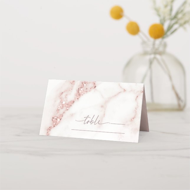 Carte De Placement Parties scintillant en marbre moderne Table Place  (Devant)