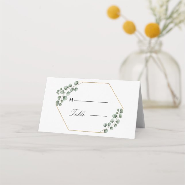 Carte De Placement Parties scintillant Feuille Eucalyptus  Mariage ca (Devant)