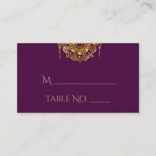 Carte De Placement Parties scintillant violet et or Indien Mariage Ca