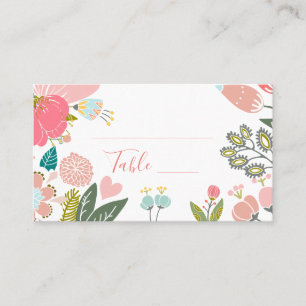 Carte De Placement Pastel coloré fleur sauvage prés mariage de couron