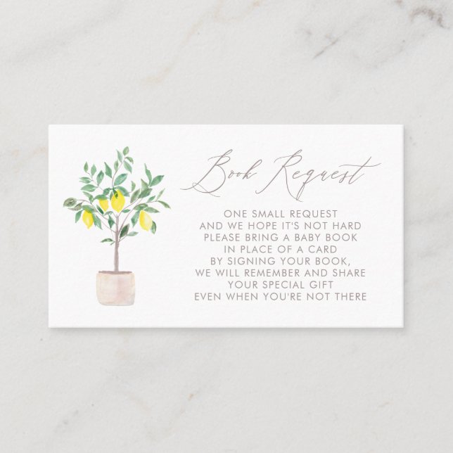 Carte De Placement Pastel Lemon Tree Baby shower Demande Card (Devant)