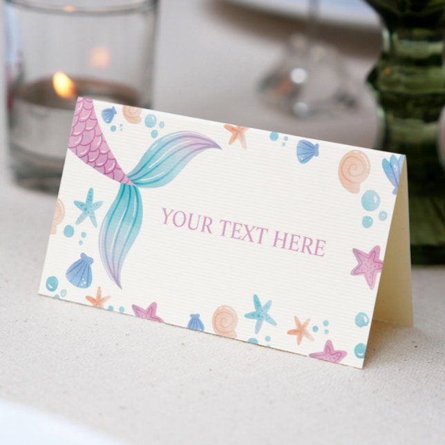 Carte De Placement Pastel Mermaid Girl Birthday Place Card (Créateur téléchargé)