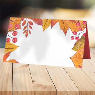 Carte De Placement Pays Thanksgiving Rustic Autumn Foliing
