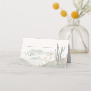 Carte De Placement Paysage Désertique Aquarelle Bleu Sérénité
