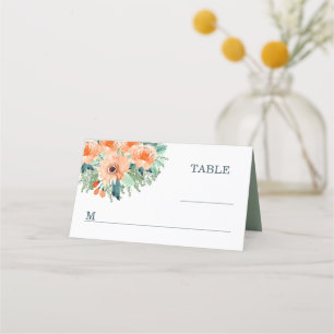 Carte De Placement Peach Jade Turquoise Watercolor Mariage Plaques de