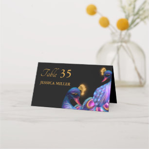 Carte De Placement Peacock Jewel Tones Mariage Floral Moody violet