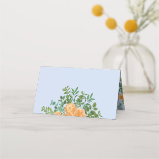 Carte De Placement Pêcher bleu clair Mariage Roses Floral