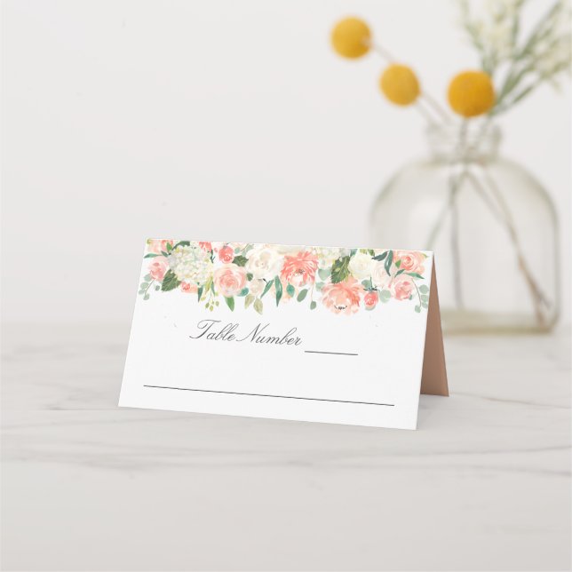 Carte De Placement Peines et Roses d'aquarelle rose et rose (Devant)
