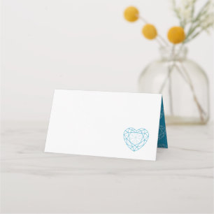 Carte De Placement Personnalisé bleu topaz coeur place invité