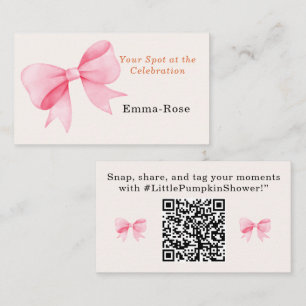 Carte De Placement Petit Baby shower Citrouille - Chute de Bow Rose