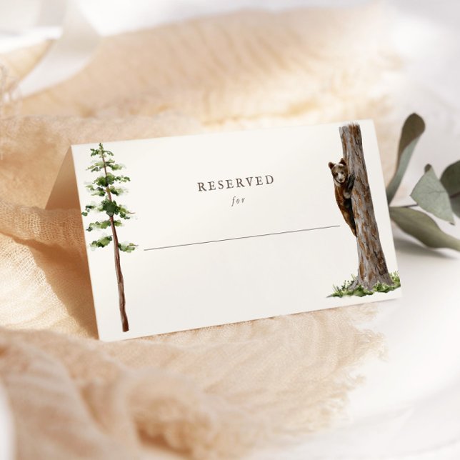 Carte De Placement Petit Ours Baby shower Sophistiqué Forêt Sauvage (Créateur téléchargé)
