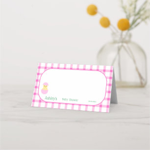 Carte De Placement Petit poussin jaune à carreaux roses plié