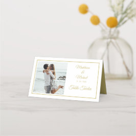 Carte De Placement Photo Gold Elegant Wedding Numéro de table