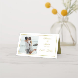 Carte De Placement Photo Gold Elegant Wedding Numéro de table
