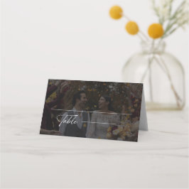 Carte De Placement Photo Mariage moderne en noir et blanc