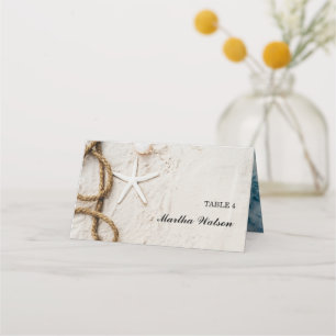 Carte De Placement Photo personnalisée Nom de mariage de la plage tro
