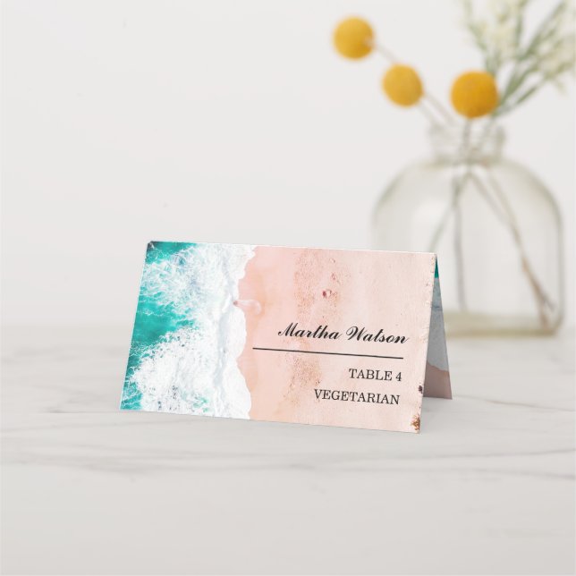 Carte De Placement Photo personnalisée Plage Nom de mariage (Devant)