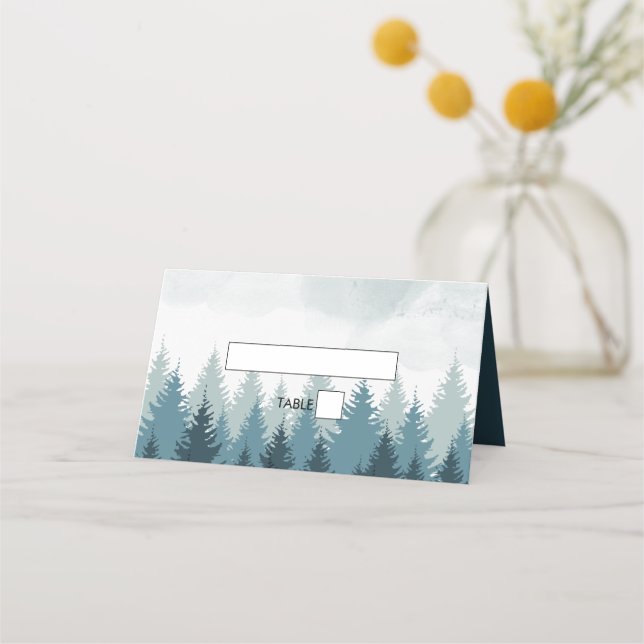 Carte De Placement Pine Arbre Aquarelle Forêt Mariage rustique (Devant)