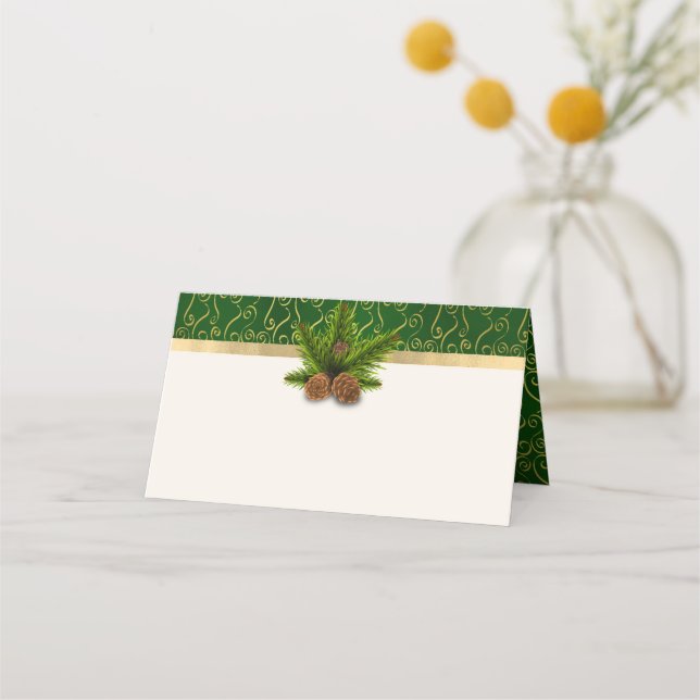 Carte De Placement Pine Cônes Mariage d'hiver Carte de lieu pliée (Devant)