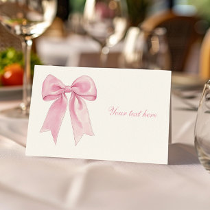 Carte De Placement Pink Bow Coquette Fille Anniversaire Fête Nourritu