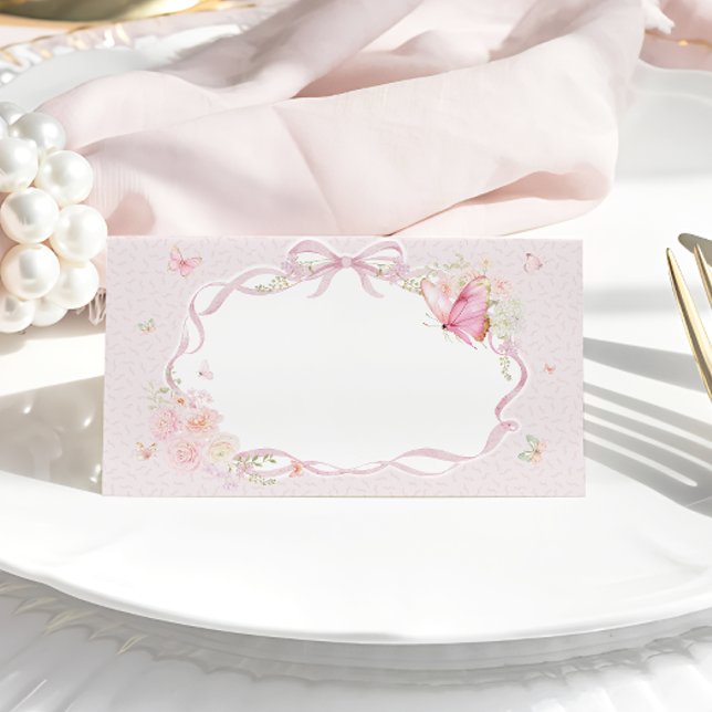 Carte De Placement Pink Butterfly Floral Place Card (Créateur téléchargé)