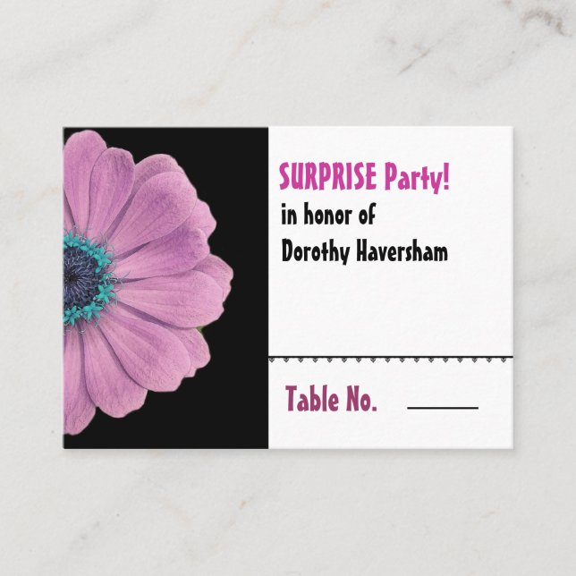 Carte De Placement Pink Daisy Surprise Anniversaire Table Place Card (Devant)