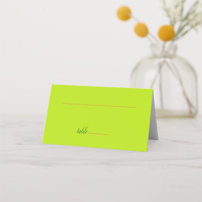 Carte De Placement Pink et Green Mariage s'amuse (Devant)