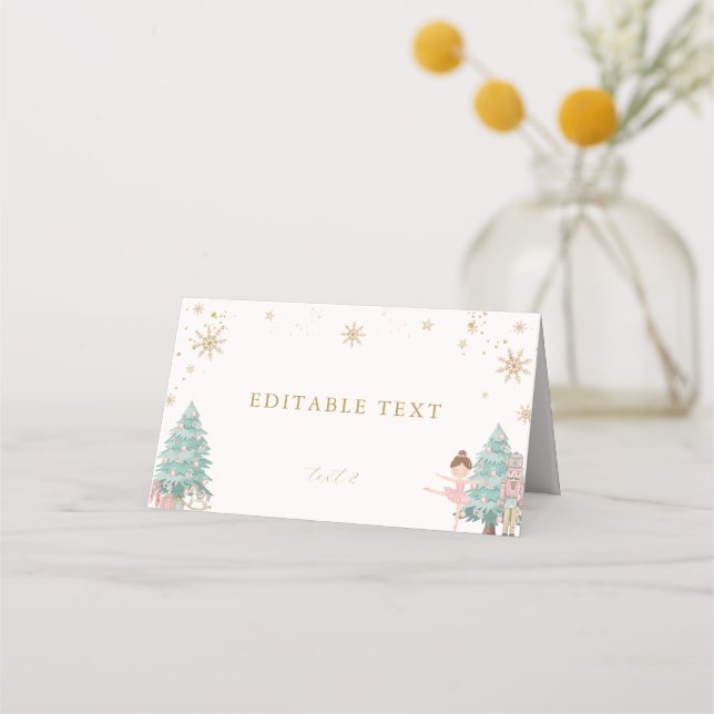 Carte De Placement Pink Nutcracker Ballet Baby Shower Fold Place Card (Devant)