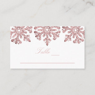 Carte De Placement Pink Rose Gold Snowflakes Sweet sixteen d'hiver