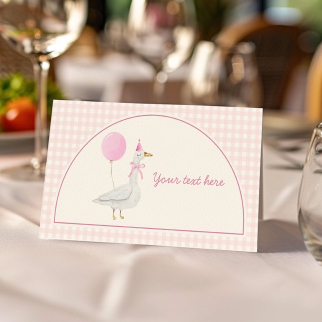 Carte De Placement Pink Silly Goose Girl Anniversaire Fête de nourrit (Créateur téléchargé)