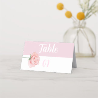Carte De Placement Pink white flower Table Place Card