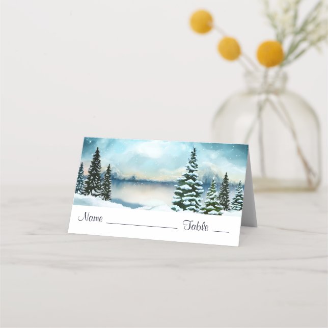 Carte De Placement Pittoresque Winter Wonderland aquarelle peinture (Devant)