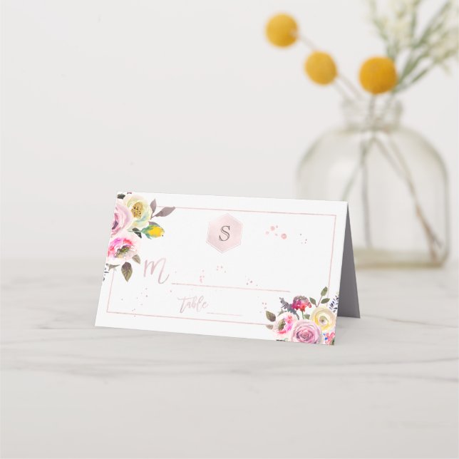 Carte De Placement PixDezines Bat mitzvah aquarelle, Roses pastel (Devant)