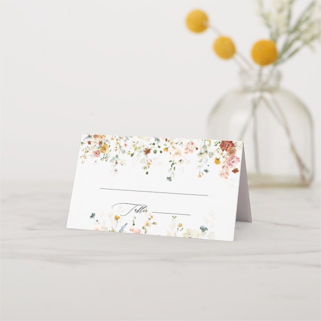 Carte De Placement PixDezines Boho Automne Jardin Fleurs Monogramme (Devant)