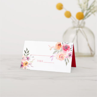 Carte De Placement PixDezines Fête de Mariage Aquarelle Floral Printa