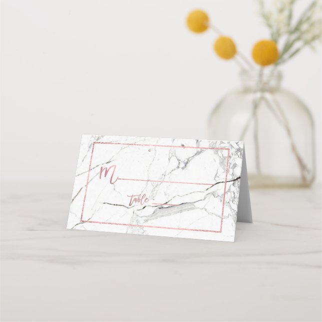Carte De Placement PixDezines Marble+Faux Rose Gold Placecards (Devant)