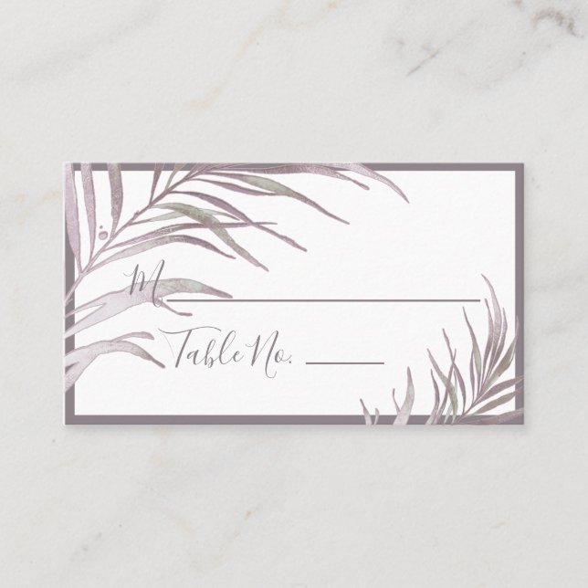 Carte De Placement PixDezines Mauve Aquarelle Palmiers Placer les car (Devant)