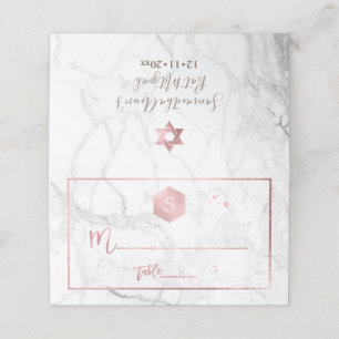 Carte De Placement PixDezines Monogram Rose Gold Honeycomb+Marble