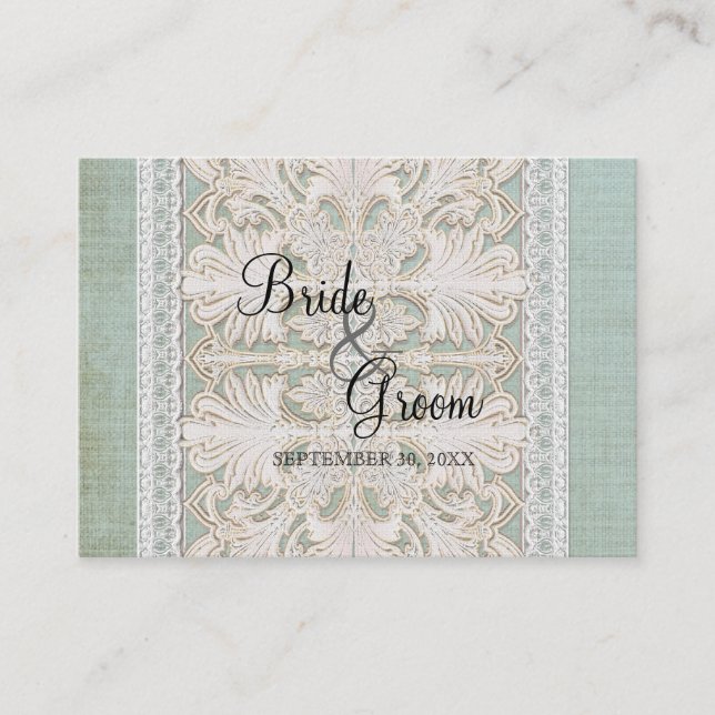 Carte De Placement Place Card Dentelle Rustique w Vieille Linge Vinta (Devant)