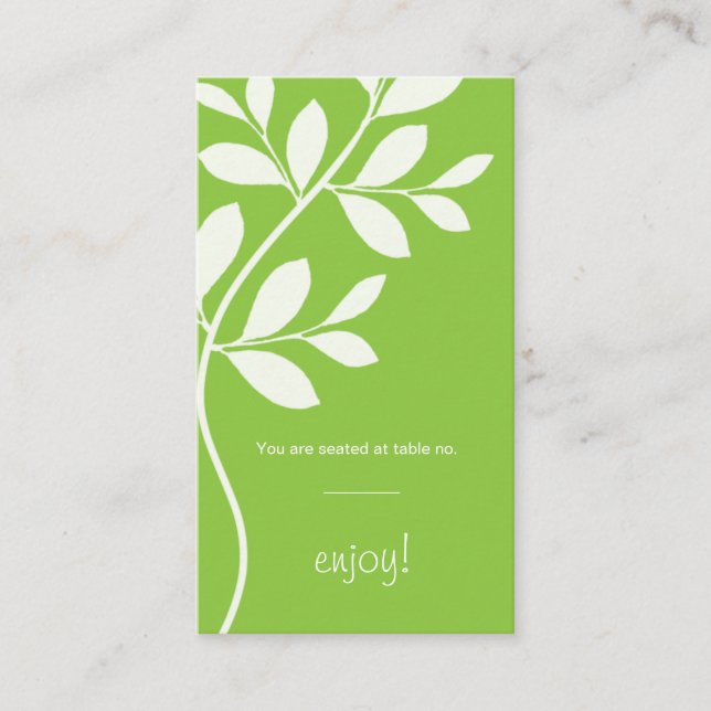 Carte De Placement Placer la feuille Mariage de la feuille vert citro (Devant)