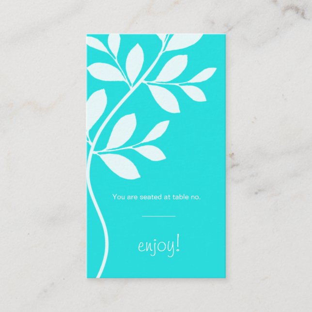 Carte De Placement Placer la Mariage de la feuille Bleu (Devant)
