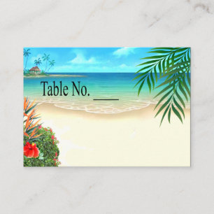Carte De Placement Plage exotique Palmiers tropicaux placecard