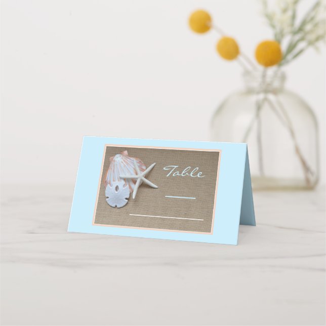 Carte De Placement Plage sur Burlap Place Card (Devant)